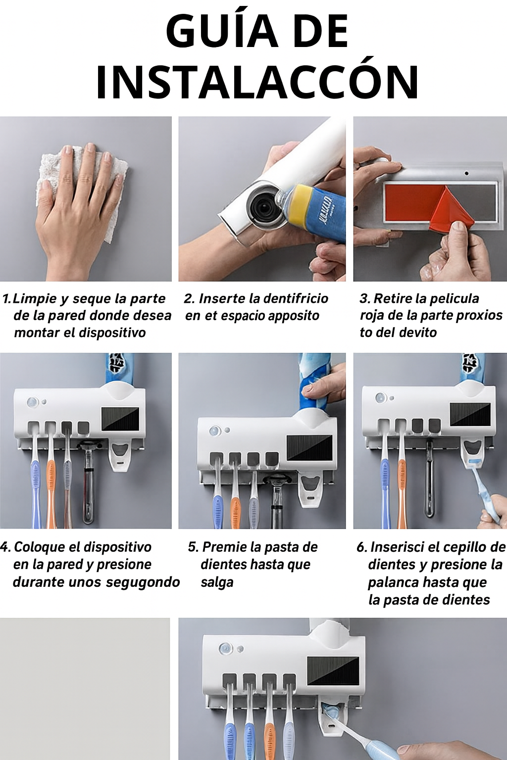 Soporte cepillos esterilizador UV