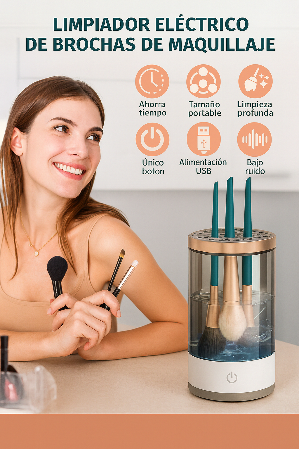 LIMPIADOR DE BROCHAS MAQUILLAJE ELÉCTRICO